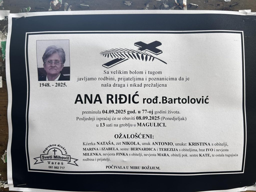 In Memoriam: Ana Riđić rođ. Bartolović