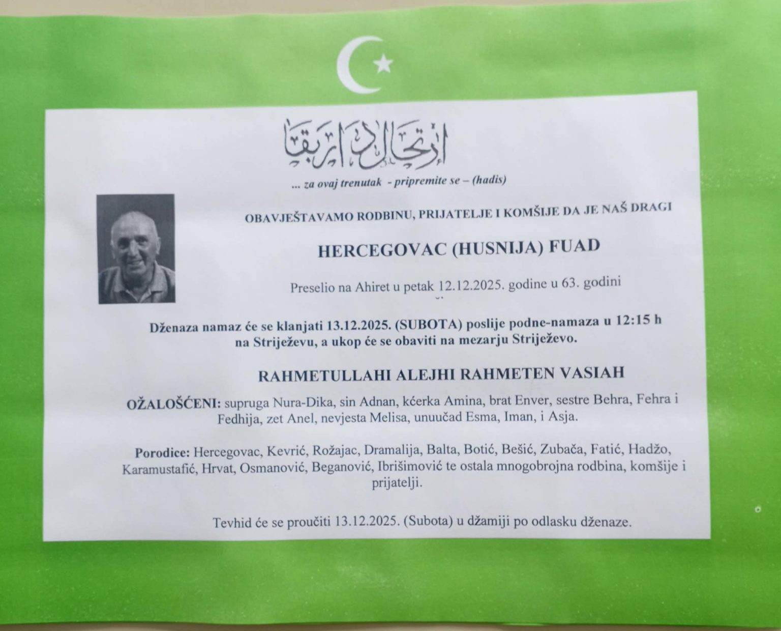 In Memoriam: Fuad (Husnija) Hercegovac