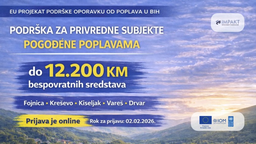 Otvoren javni poziv za pomoć privrednim subjektima u Varešu i drugim općinama pogođenim poplavama