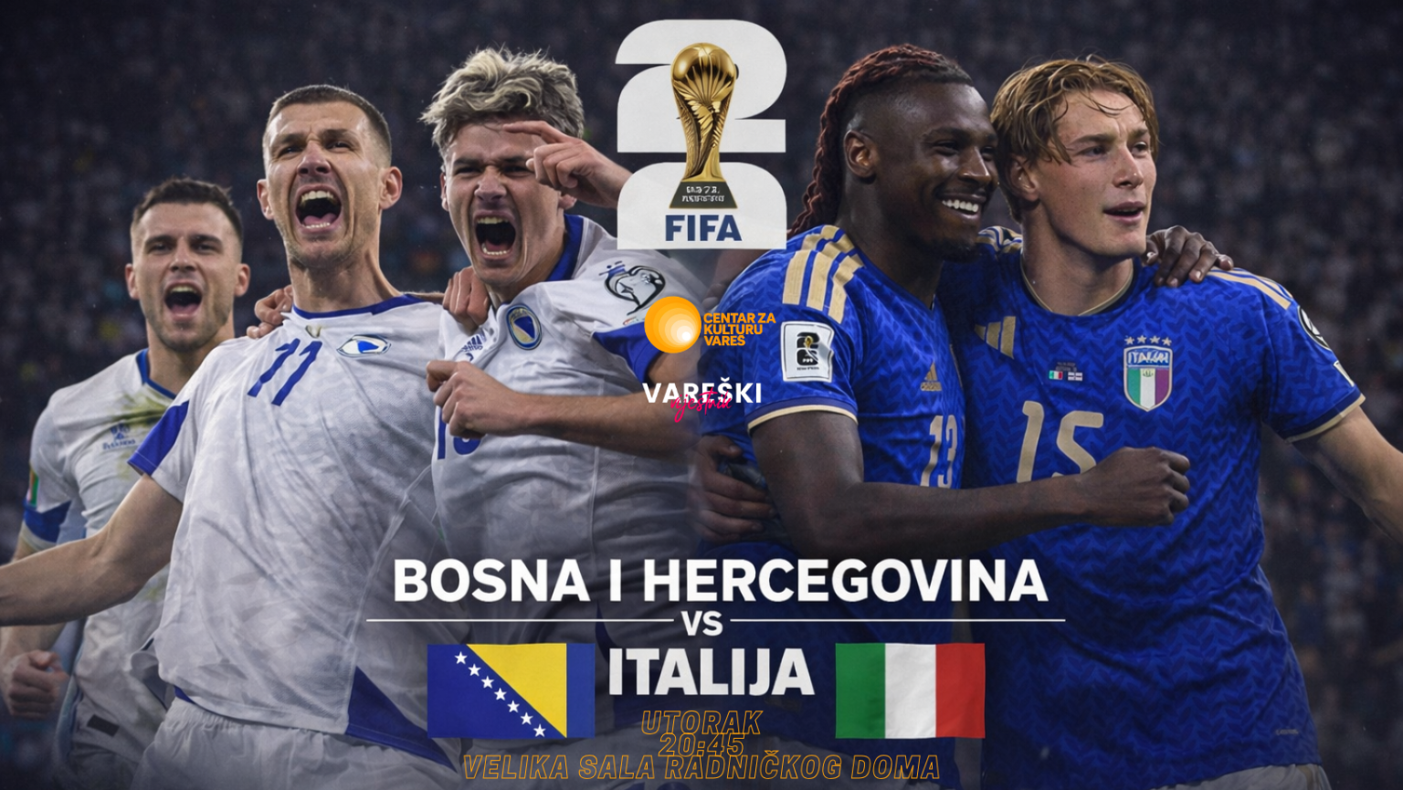 Zajedničko gledanje utakmice Bosna i Hercegovina – Italija u Radničkom domu u Varešu