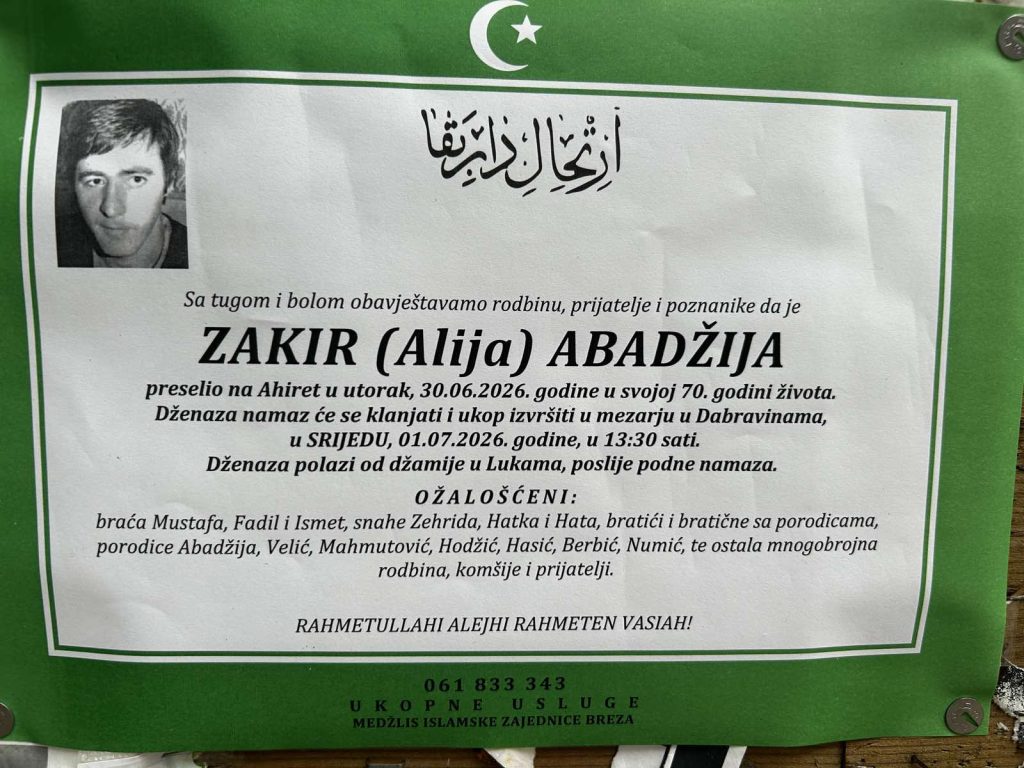 In Memoriam: Zakir (Alija) Abadžija