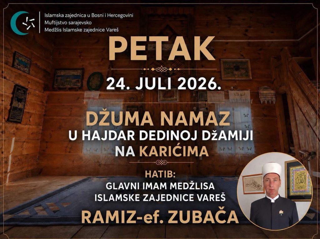 Džuma-namaz u petak na Karićima, hatib Ramiz-ef. Zubača