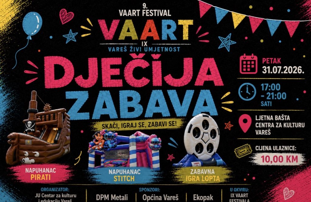 Dječija zabava u okviru IX VAART Festivala donosi četiri sata igre i zabave za najmlađe
