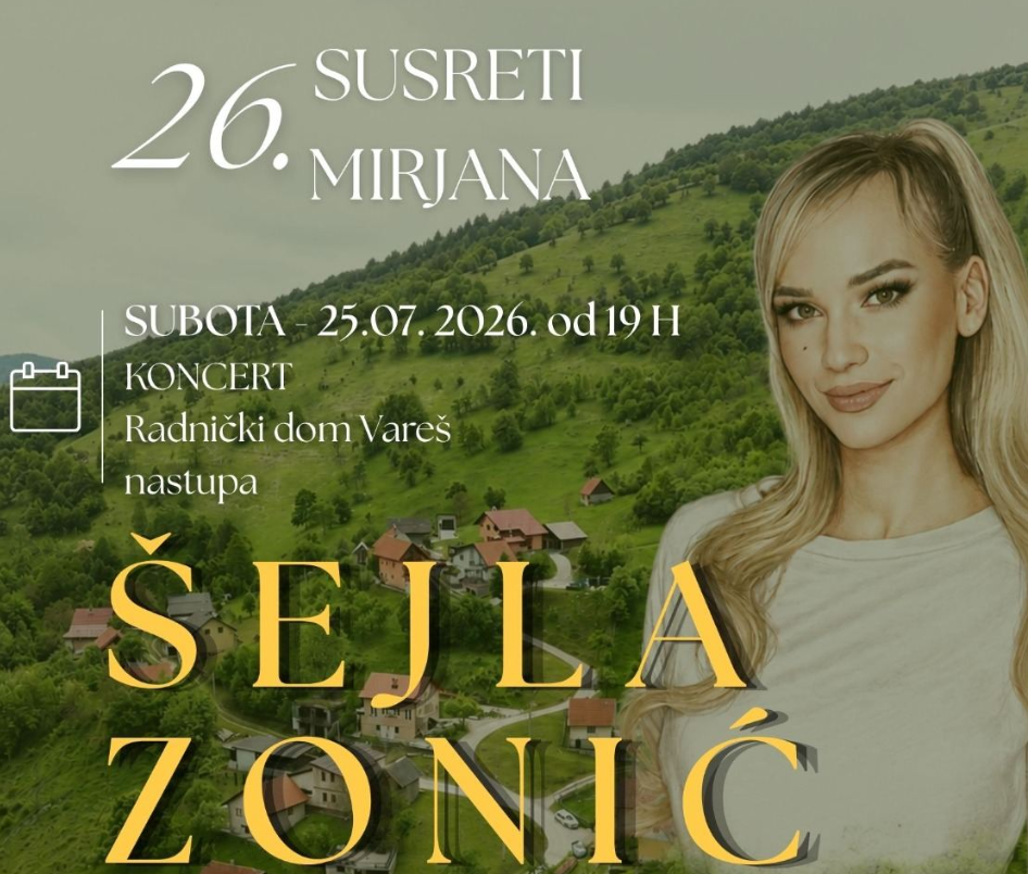 Šejla Zonić stiže u Vareš: U sklopu 26. Susreta Mirjana koncert 25. jula u Radničkom domu